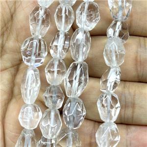 clear quartz beads, faceted freeform, approx 8-12mm [GB14054]
