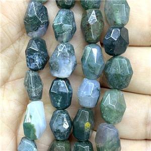 green moss agate beads, faceted freeform, approx 10-14mm [GB14056]
