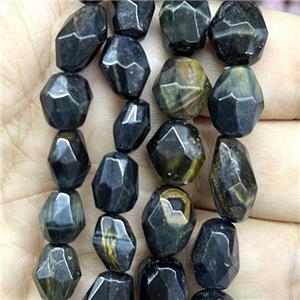 Iron Tiger eye stone beads, faceted freeform, approx 10-14mm [GB14061]