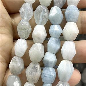 blue Aquamarine beads, faceted freeform, approx 10-14mm [GB14072]