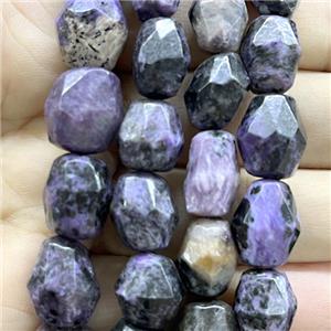 purple Charoite beads, faceted freeform, approx 10-14mm [GB14079]