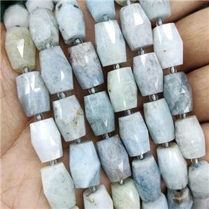 blue Aquamarine Beads, faceted barrel, approx 10-14mm [GB14087]