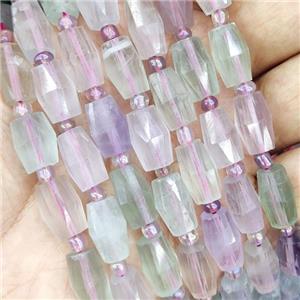 Fluorite Beads, faceted barrel, multicolor, approx 8-14mm [GB14088]