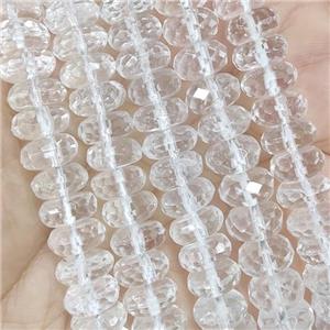 Clear Quartz Beads, faceted rondelle, approx 4.5x10mm [GB14099]