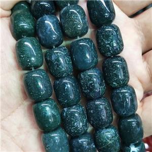 green Moss Agate barrel Beads, approx 12-14mm [GB14109]