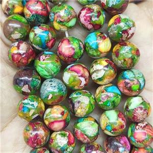 Mosaic Imperial Jasper Beads Smooth Round Multicolor, approx 4mm dia [GB14127-4MM]