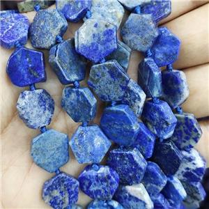 blue Lapis Lazuli hexagon Beads, approx 15mm [GB14128]