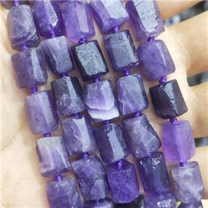 purple Amethyst tube beads, matte, approx 9-13mm [GB14141]