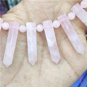 pink Rose Quartz bullet Beads, AA-grade, approx 7-35mm [GB14144-L]
