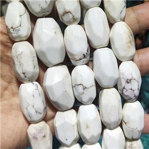 white Magnesite Turquoise Beads, faceted barrel, approx 15-25mm [GB14147]