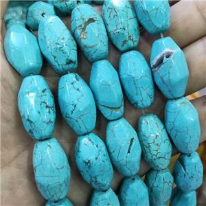 blue Magnesite Turquoise Beads, faceted barrel, approx 15-25mm [GB14148]