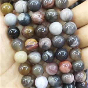 round Wooden Fossil Jasper Beads, approx 12mm dia [GB14152-12MM]