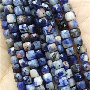 orange Sodalite Beads, faceted cube, approx 4mm [GB14171]