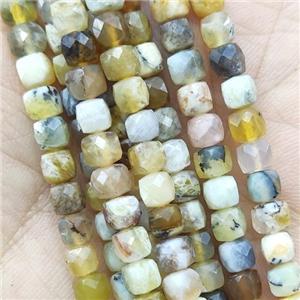 yellow Opal cube beads, faceted, approx 4.5mm [GB14173]