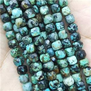 natural African Turquoise Beads, faceted cube, approx 4.5mm [GB14175]