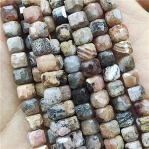 pink Rhodochrosite Beads, faceted cube, B-grade, approx 6mm [GB14182]