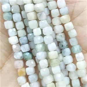 Aquamarine Beads, faceted cube, C-grade, approx 4mm [GB14187]