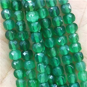 green dye Agate Beads, faceted cube, approx 5mm [GB14200]
