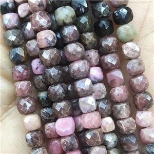 pink Rhodonite Beads, faceted cube, approx 4mm [GB14201]