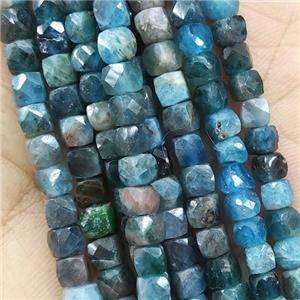 blue Apatite Beads, faceted cube, approx 4mm [GB14202]