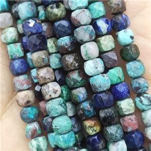 Azurite Beads, faceted cube, approx 4mm [GB14204]