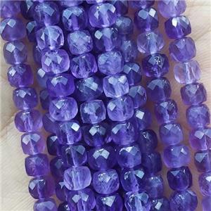 purple Amethyst Beads, faceted cube, approx 4.5mm [GB14205]