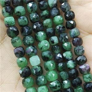 Ruby Zoisite Beads, faceted cube, approx 4.5mm [GB14207-4.5MM]