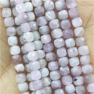 Kunzite Beads, faceted cube, approx 4mm [GB14209]