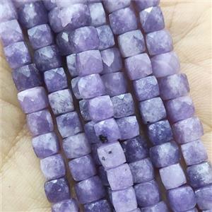 purple Lepidolite Beads, faceted cube, approx 4.5mm [GB14211]