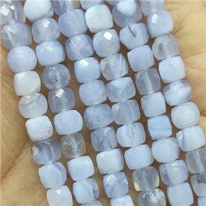 Blue Lace Agate Beads, faceted cube, approx 4mm [GB14212]