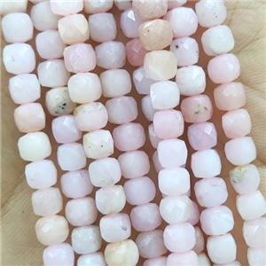 pink Opal Beads, faceted cube, approx 4.5mm [GB14225]