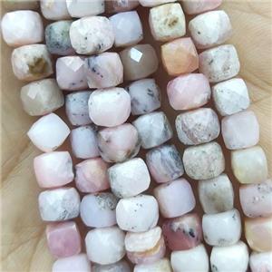 pink Opal Beads, faceted cube, B-grade, approx 6mm [GB14226]