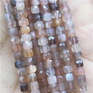 multicolor Moonstone Beads, faceted cube, approx 4mm [GB14242]