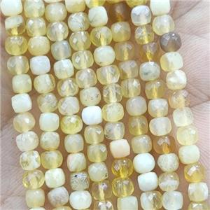 yellow Opal Beads, faceted cube, approx 4mm [GB14243]