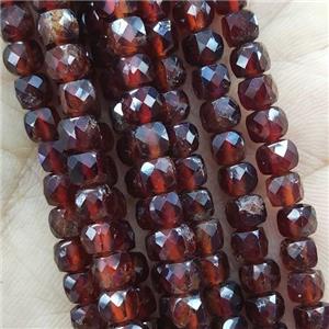 deep.orange Garnet Beads, faceted cube, approx 4mm [GB14245]