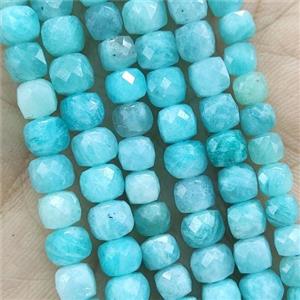 green Amazonite Beads, faceted cube, approx 5mm [GB14255]