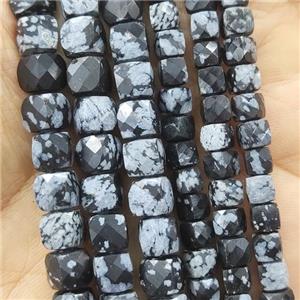 Snowflake Jasper Beads, faceted cube, approx 6.5mm [GB14258-6.5MM]