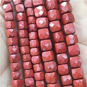 Red Jasper Beads, faceted cube, approx 6.5mm [GB14262-6.5MM]