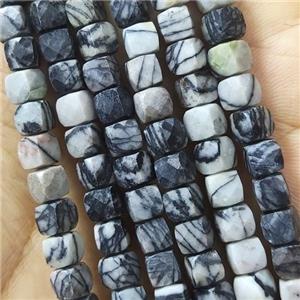 black Silk Jasper Beads, faceted cube, approx 6mm [GB14263-6MM]