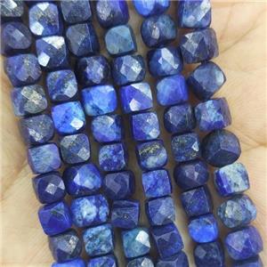 blue Lapis Lazuli Beads, faceted cube, approx 4mm [GB14277]
