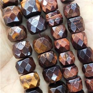 red Tiger eye stone beads, faceted barrel, approx 10x12mm [GB14280-L]