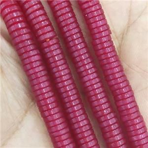 red Resin heishi spacer Beads, approx 2x6mm [GB14286]