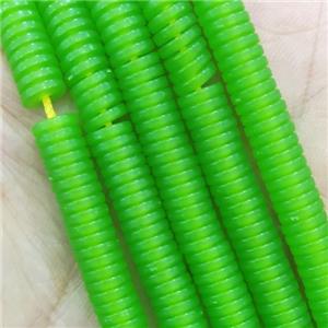 green Resin heishi spacer Beads, approx 2x6mm [GB14287]