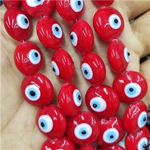 red Lampwork Glass button Beads with Evil Eye, approx 16mm, 25pcs per st [GB14291]