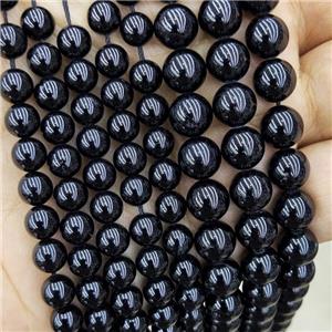 natural Black Tourmaline Beads round, approx 8mm dia [GB14307-8MM]