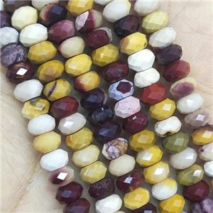 multicolor Mookaite Beads faceted rondelle, approx 4x6mm [GB14324]