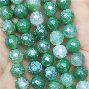 green Fire Agate Beads faceted round electroplated, approx 8mm dia [GB14330-8MM]
