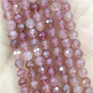 Pink Strawberry Quartz Beads Faceted Round, approx 4mm dia [GB14343-4MM]