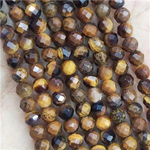 Tiger Eye Pony Beads Faceted Round, approx 4mm dia [GB14349-4MM]
