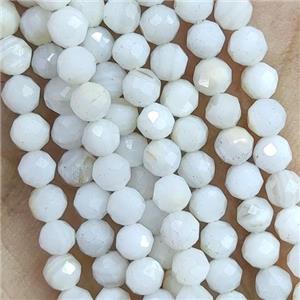 White Shell Seed Beads Faceted Round, approx 2mm dia [GB14351-2MM]